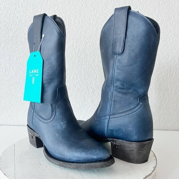 Lane boots Shoes - Lane PLAIN JANE Womens Cowboy Midi Boots 5 Blue Western Cowgirl Short Boot